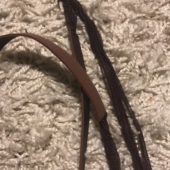NWT brown leather and chain wrap choker necklace - Picture 3 of 4